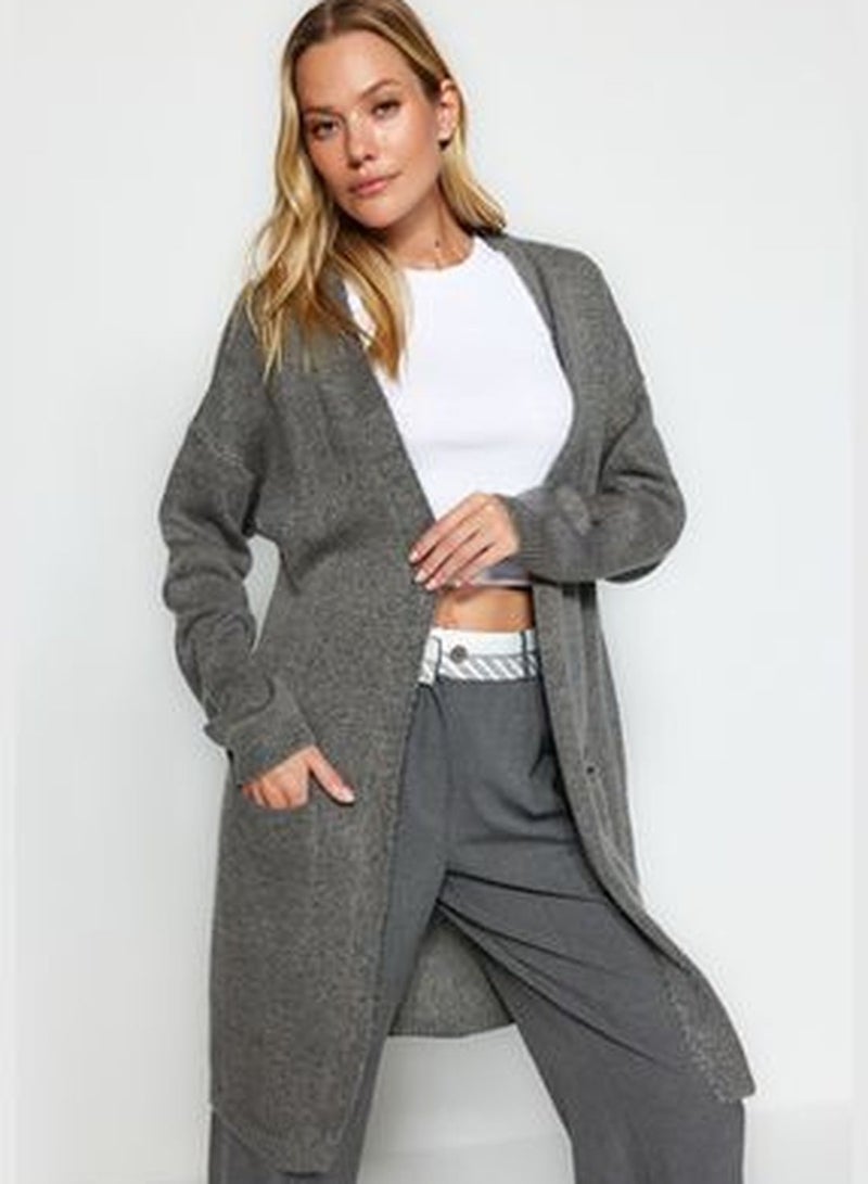 Gray Pocket Detailed Knitwear Cardigan TWOAW24HI00381