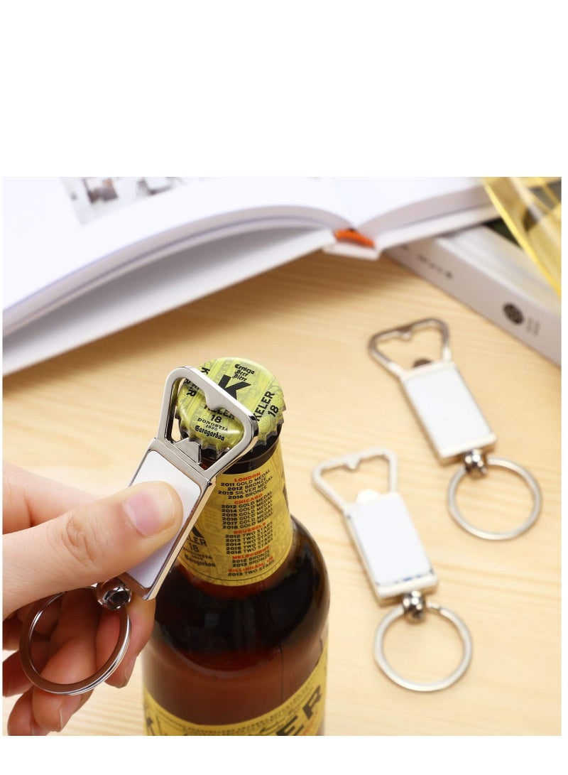 Sublimation Blanks Keychains Metal Bottle Opener Blank Key Rings 6Pcs