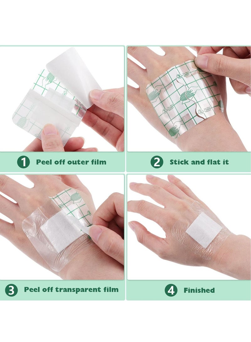 Sterile Self Adhesive Waterproof Island Dressing, Breathable Waterproof Adhesive Non-Woven Wound Dressing Helps Prevent Infection for First Aid and Wound Care Transparent