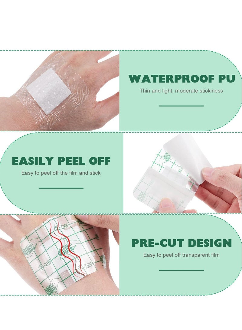 Sterile Self Adhesive Waterproof Island Dressing, Breathable Waterproof Adhesive Non-Woven Wound Dressing Helps Prevent Infection for First Aid and Wound Care Transparent