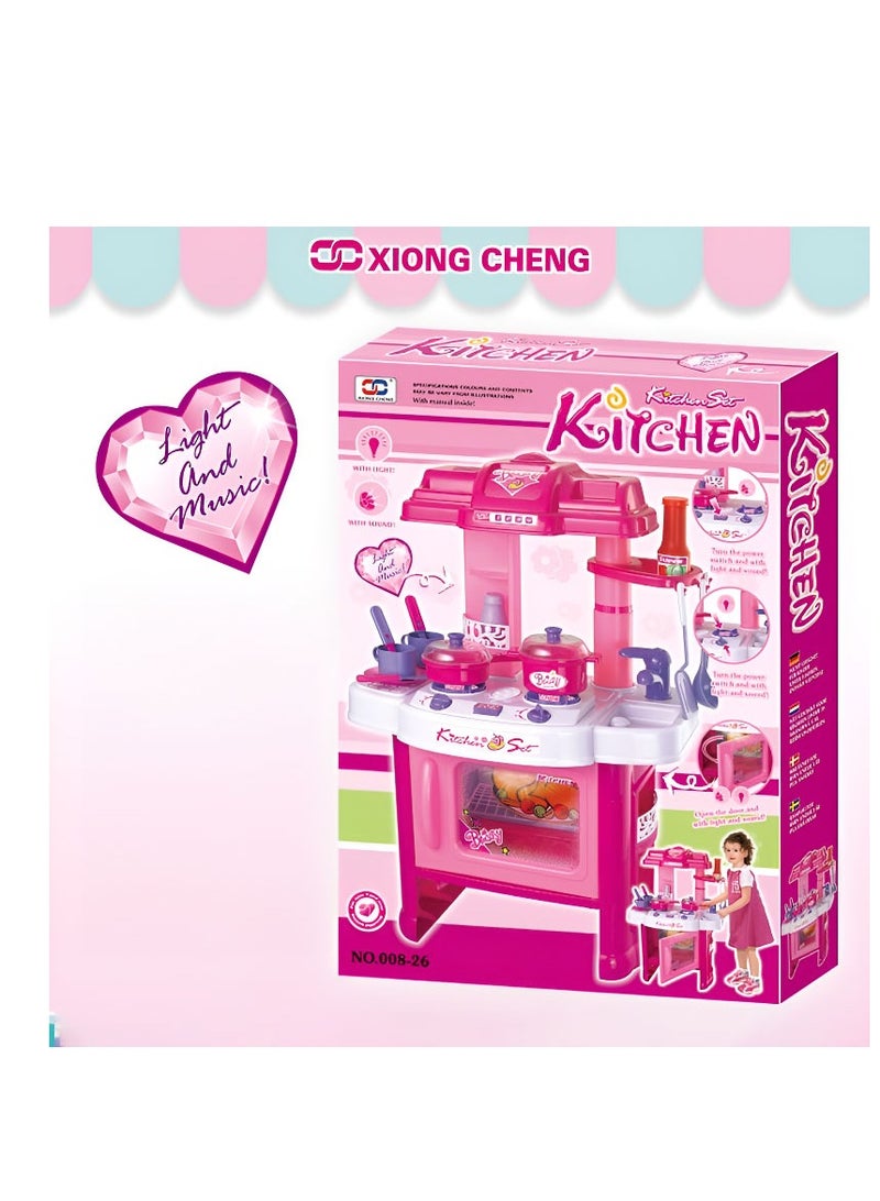 Kids Kitchen Playset with Light and Sound for Boys and Girls