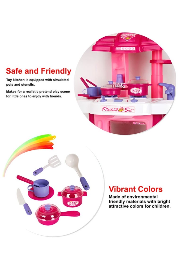 Kids Kitchen Playset with Light and Sound for Boys and Girls