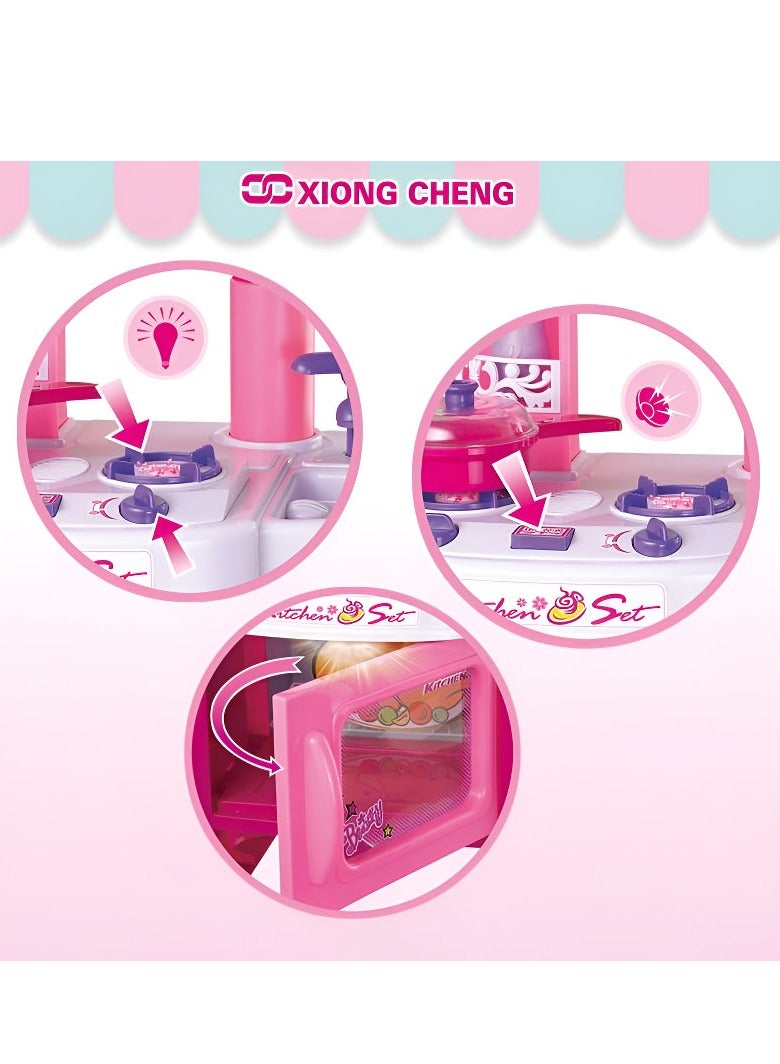 Kids Kitchen Playset with Light and Sound for Boys and Girls