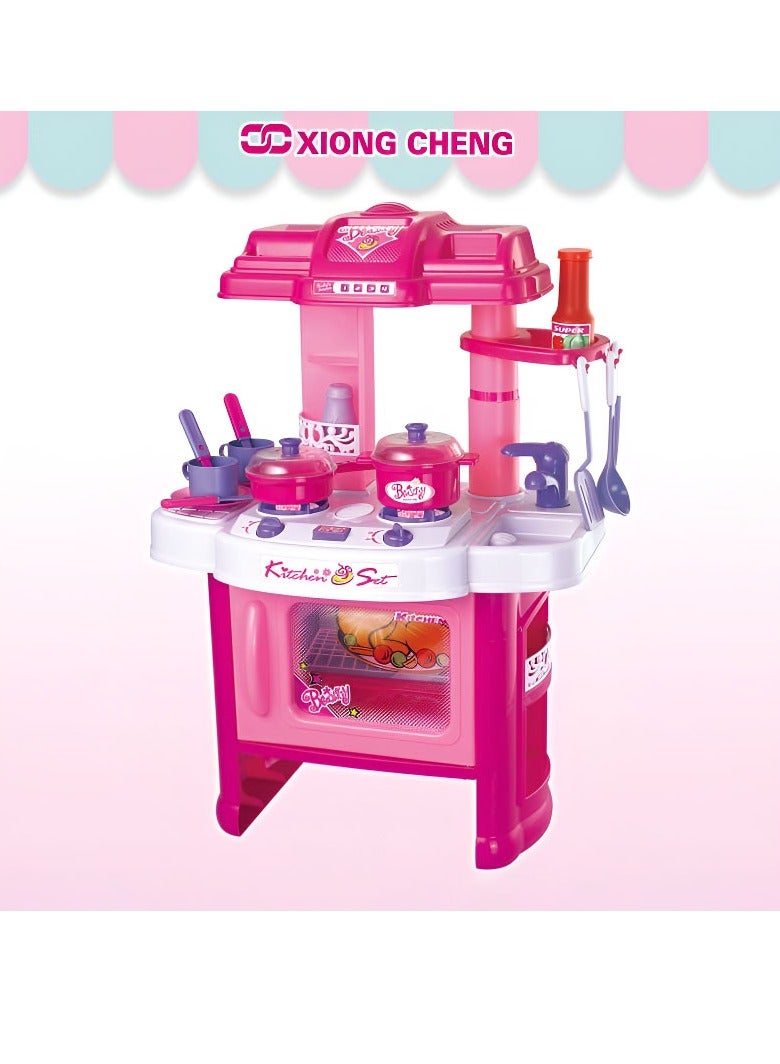 Kids Kitchen Playset with Light and Sound for Boys and Girls