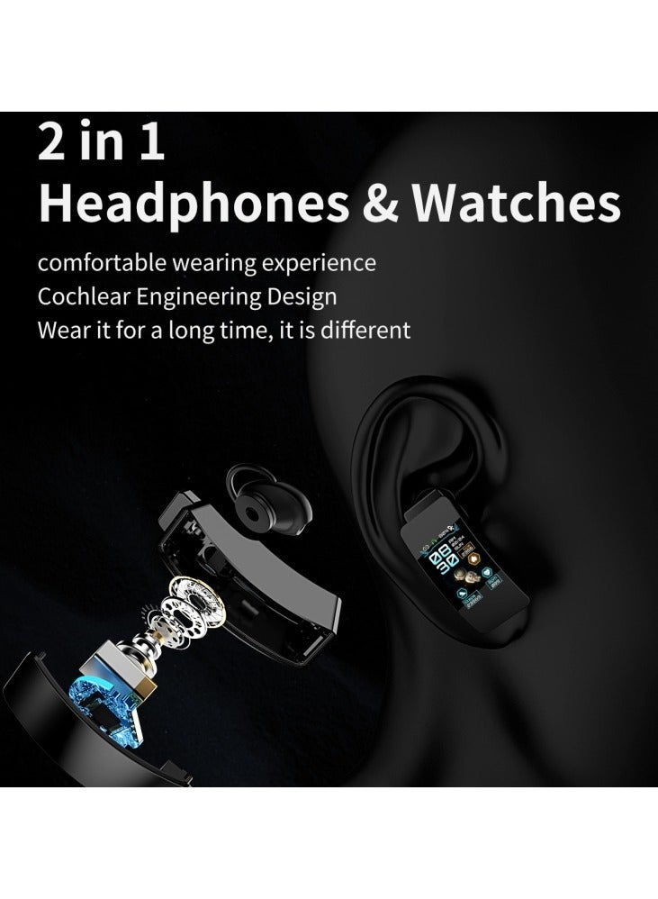 K50 1.08 inch Leather Band Two -in-ONE TWS Earphone Detachable IP67 Waterproof Smart Watch Support Bluetooth Call