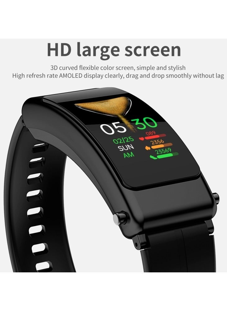 K50 1.08 inch Leather Band Two -in-ONE TWS Earphone Detachable IP67 Waterproof Smart Watch Support Bluetooth Call