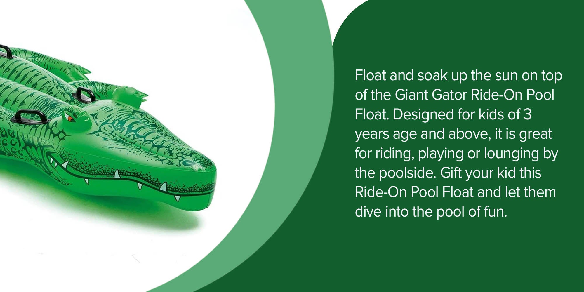 Giant Gator Crocodile Inflatable Foldable Portable Lightweight Swimming Pool 203x114cm