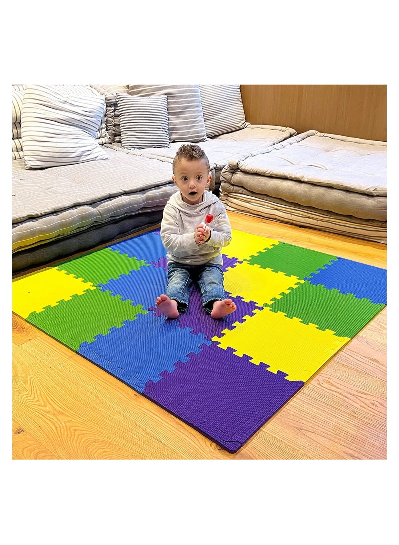 COOLBABY Soft Non-Toxic Baby Play Mat , Toddler Playmat , Colorful Jigsaw Puzzle PlayMat | (16PCS)