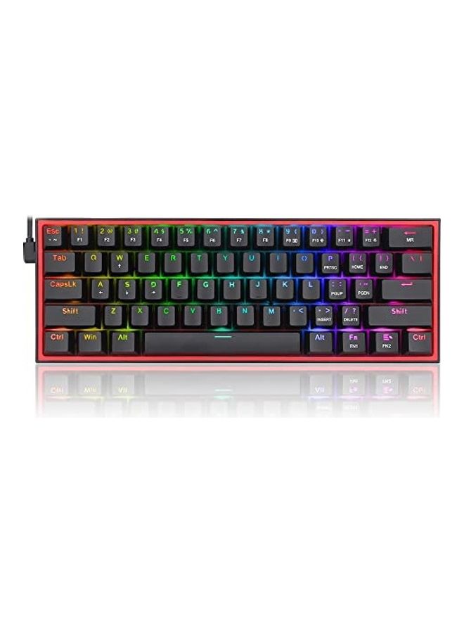 Redragon FIZZ K617 60% Wired Mechanical Keyboard, Red Switches, No-Slip Stand, Vibrant RGB, Hot-Swappable, 20 Presets Backlighting, Detachable Type-C Cable, English Layout, Black/Red