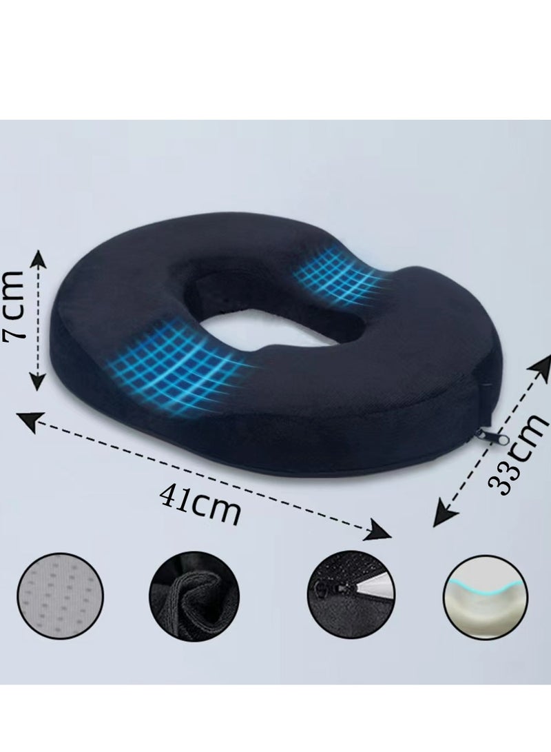 COOLBABY Donut Pillow Hemorrhoids Coccyx Cushion Orthopedic Design 100% Memory Foam Coccyx Sciatica Pressure Ulcer Postoperative Pain Relief Home Office Car Orthopedic Firm Seat Cushion
