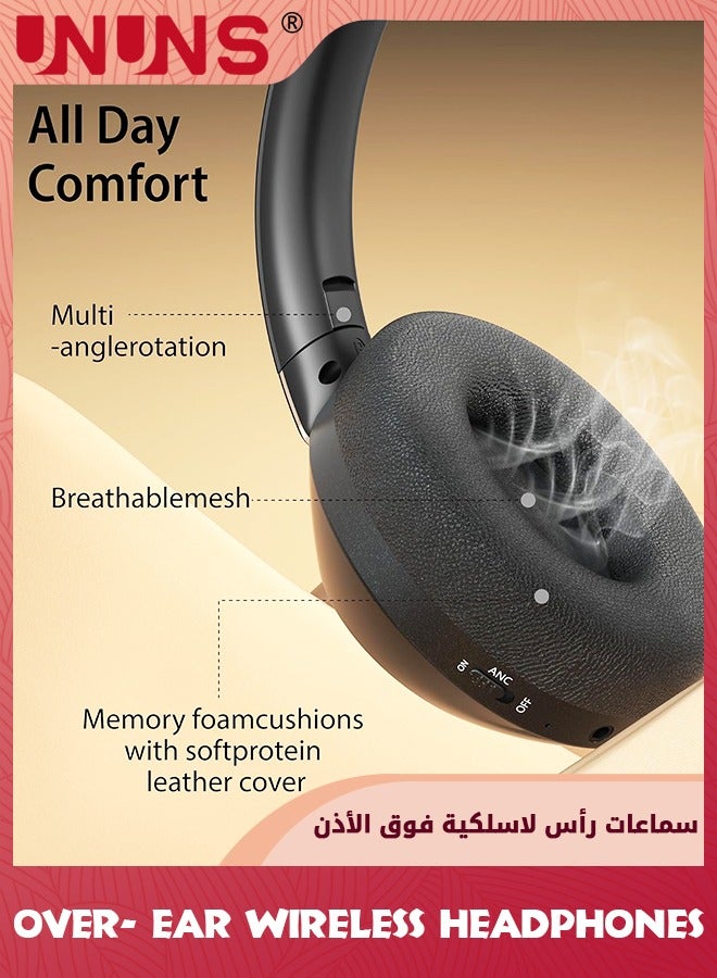 Active Noise Cancelling Headphones,Wireless Bluetooth Headphones,Over- Ear Headphones With Deep Bass,Long Playtime,Hi-Res Audio,Memory Foam Ear Cups For Travel Home Office