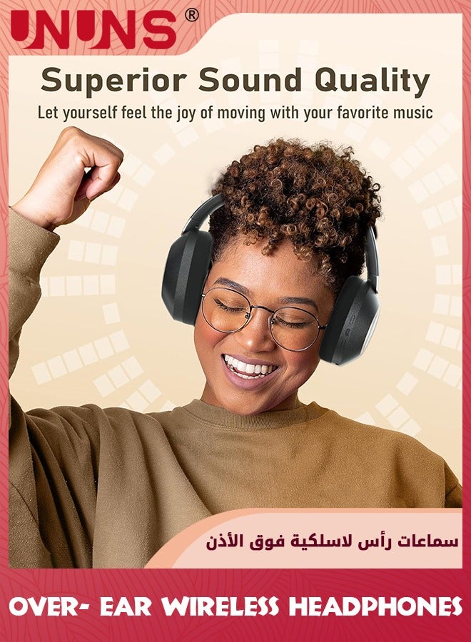 Active Noise Cancelling Headphones,Wireless Bluetooth Headphones,Over- Ear Headphones With Deep Bass,Long Playtime,Hi-Res Audio,Memory Foam Ear Cups For Travel Home Office
