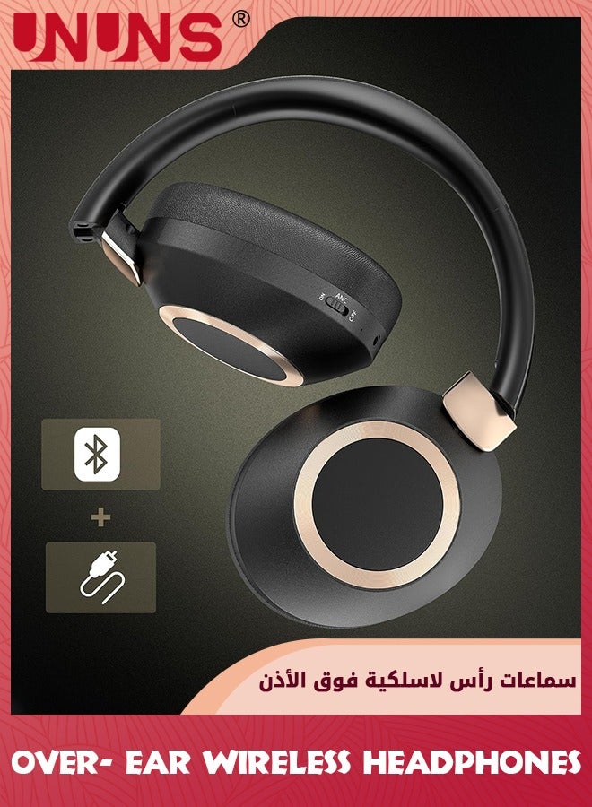 Active Noise Cancelling Headphones,Wireless Bluetooth Headphones,Over- Ear Headphones With Deep Bass,Long Playtime,Hi-Res Audio,Memory Foam Ear Cups For Travel Home Office