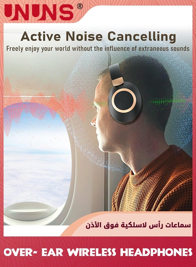 Active Noise Cancelling Headphones,Wireless Bluetooth Headphones,Over- Ear Headphones With Deep Bass,Long Playtime,Hi-Res Audio,Memory Foam Ear Cups For Travel Home Office