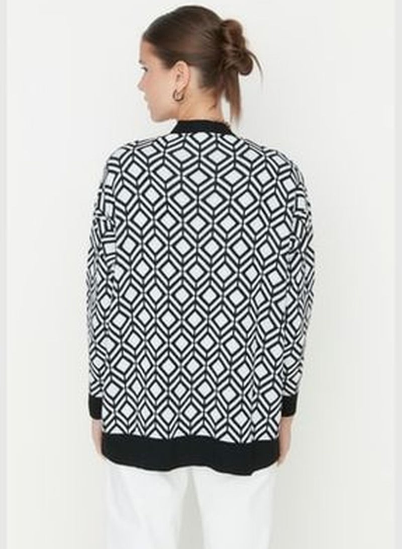 Black Jacquard Knitwear Cardigan