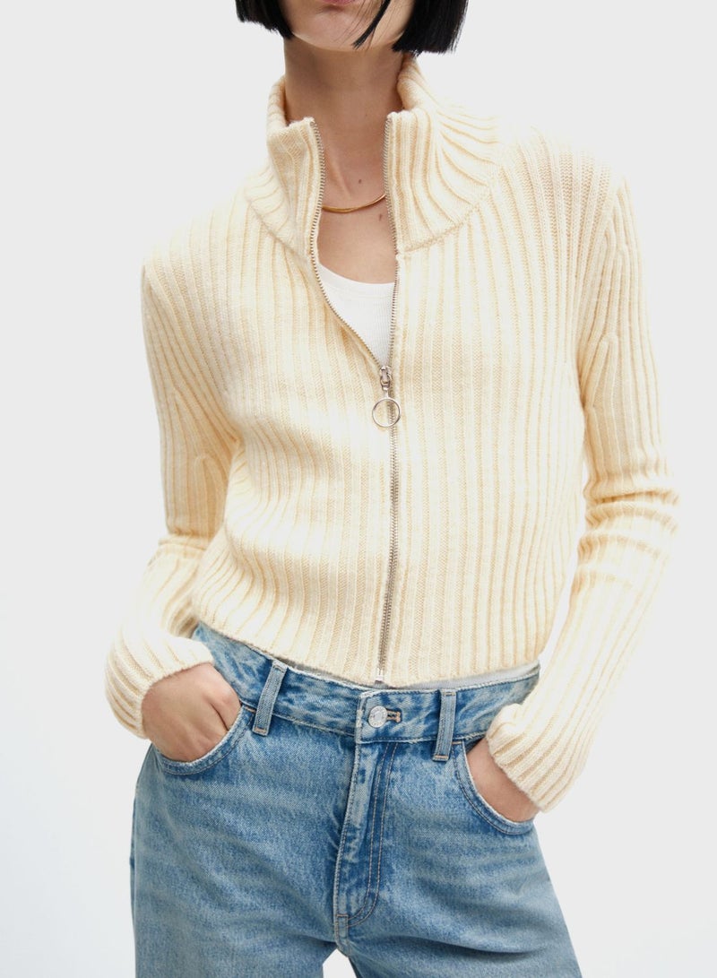 High Neck Knitted Cardigan