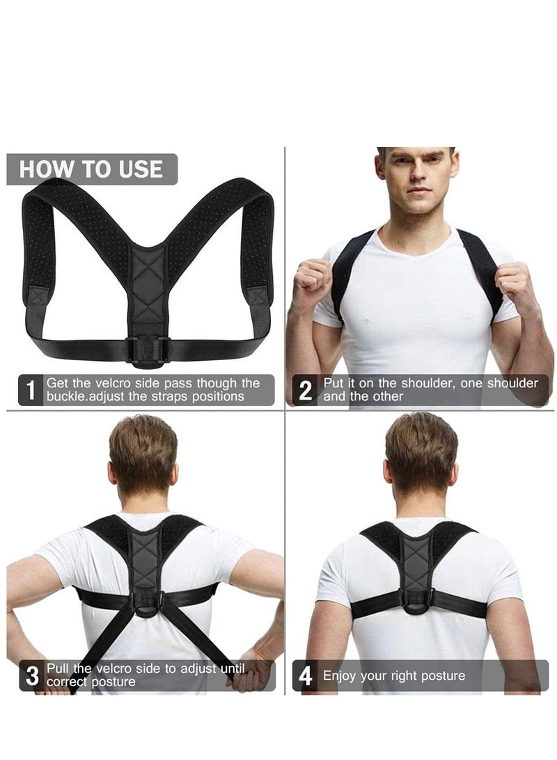 Adjustable Posture Corrector Spinal Support Physical Therapy Posture Brace for Men or Women Shoulder and Neck Pain Relief Spinal Cord Posture Support Black