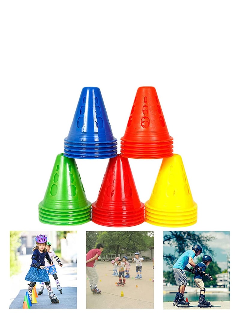 Marker Cone Roller skating obstacle Sport Training Traffic Cone Sport Space Marker Traffic Cone Set For Kids Home Football Training Soccer 10 Pcs Red Yellow Blue Green Pink