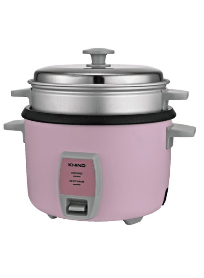 KHIND Brand from Malaysia Rice Cooker 1.8 L with Teflon Coated Aluminium Pot Free Spatula and Measuring Cup Light Pink Colour 1.8 L 480 W RC918T Light Pink Cream Magnolia