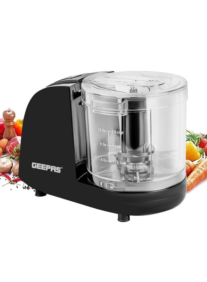 Geepas Multi Chopper With Stainless Steel Blade, 100W Powerful Copper Motor, 350ML Chopper Bowl, One Speed Control, High Power DC Motor, Mincing Function, Coarse, Easy To Clean, Chop To Fine Mince 350 ml 100 W GMC42028 Black