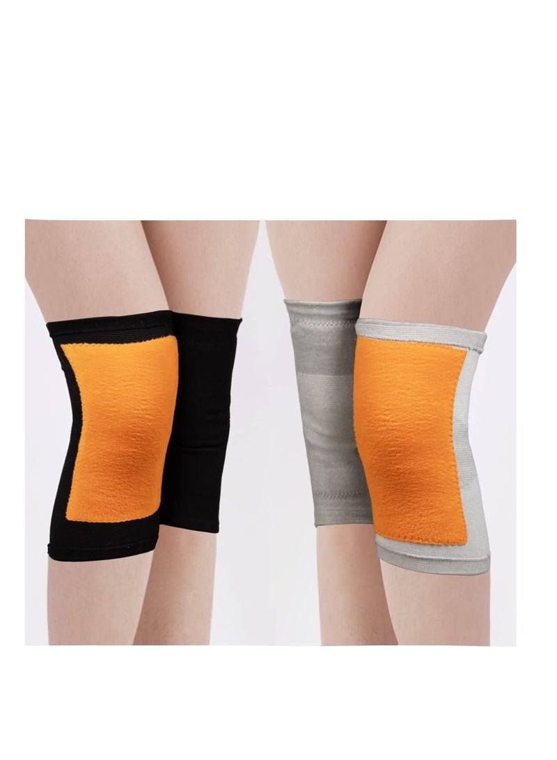 2 Pack Thicken Fleece Lined Knee Warmers- Cashmere Knee Joint Brace Support Pads Wool Warm Thermal Winter Warmer Supplies Knee Sleeves Knee Pads Knee Warmers for Arthritic Knees (M)