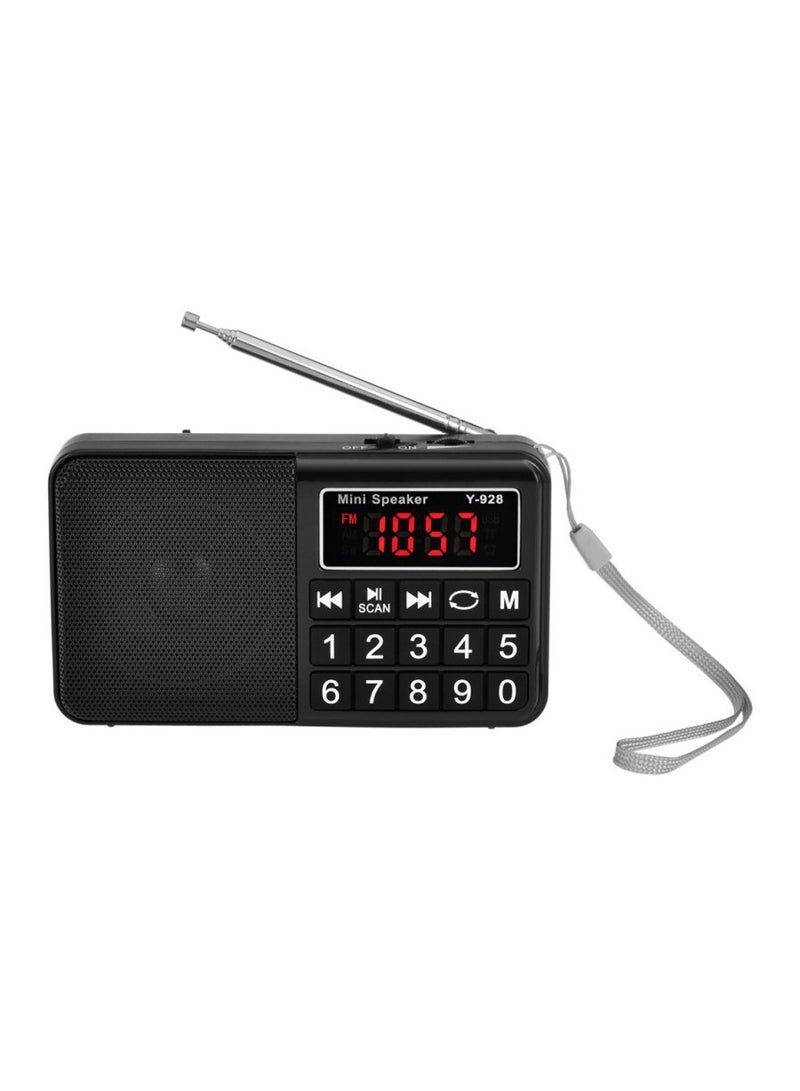 Y-928 TF card speaker portable FM mini radio outdoor audio player Black