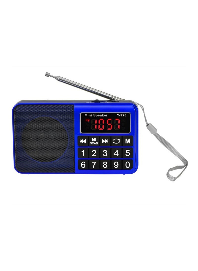 Y-928 TF card speaker portable FM mini radio outdoor audio player Blue