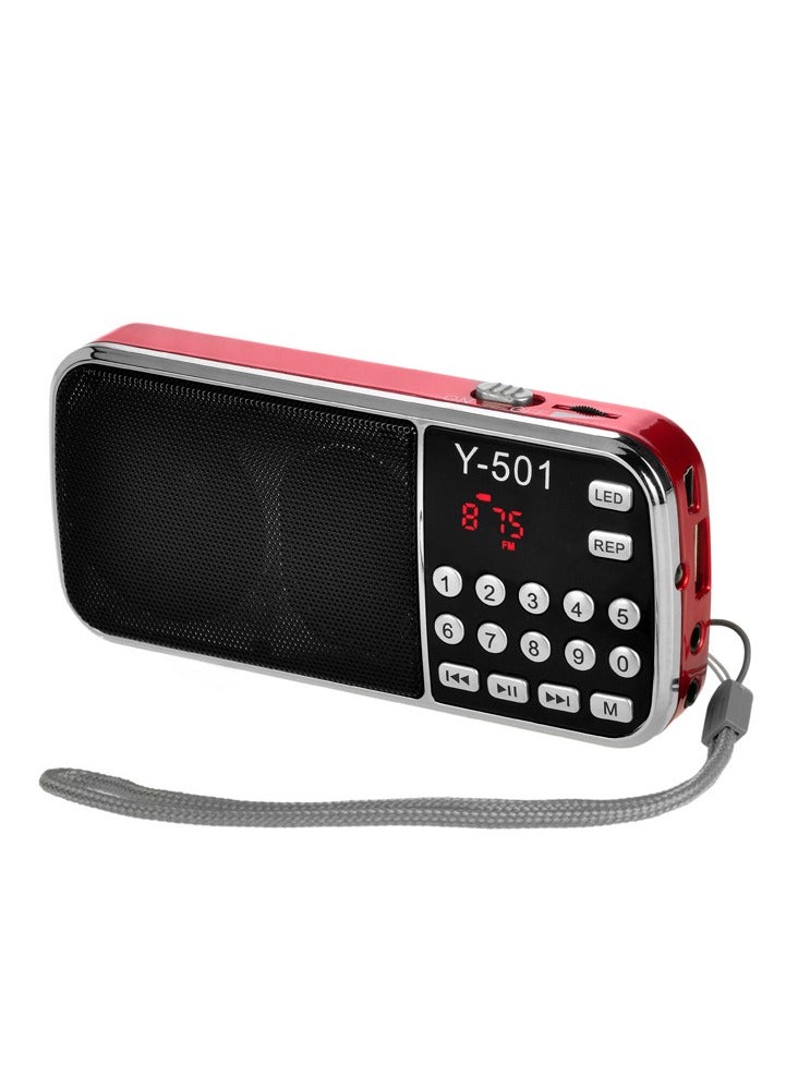 J-189 Bluetooth AM FM Radio Small Portable Radio Dual Speaker Heavy Bass Red