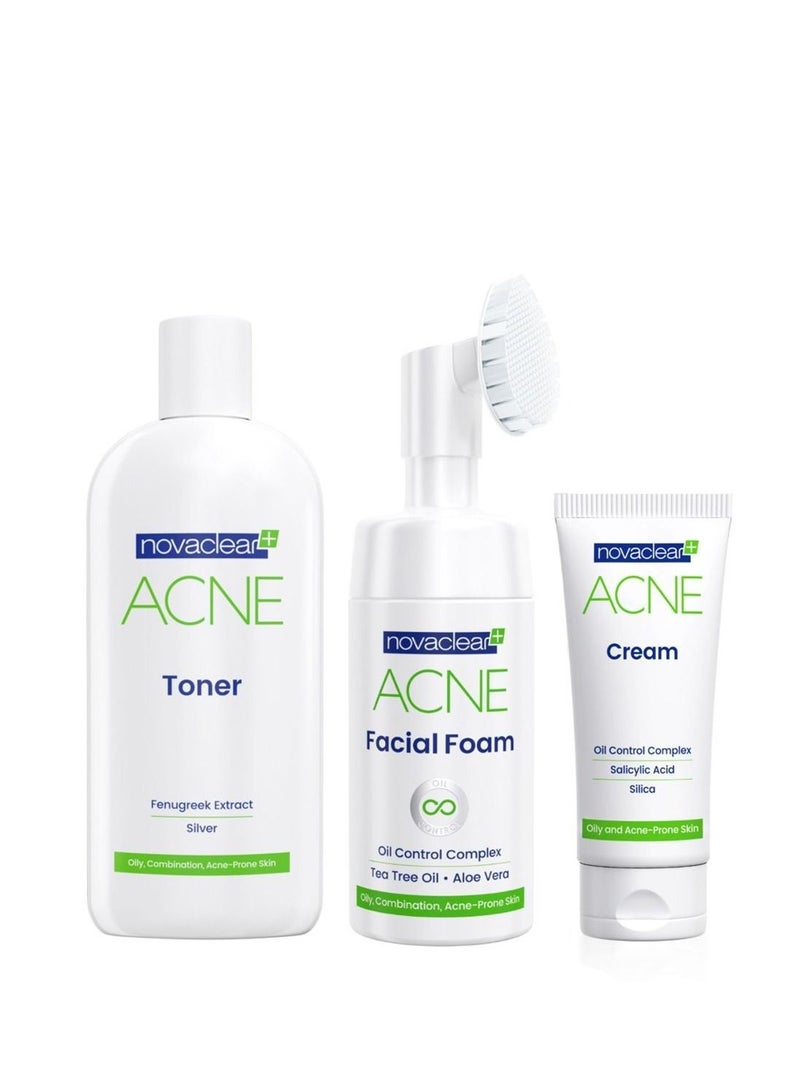 Acne Kit Facial Foam 100ml + Toner 150ml + Cream 40ml