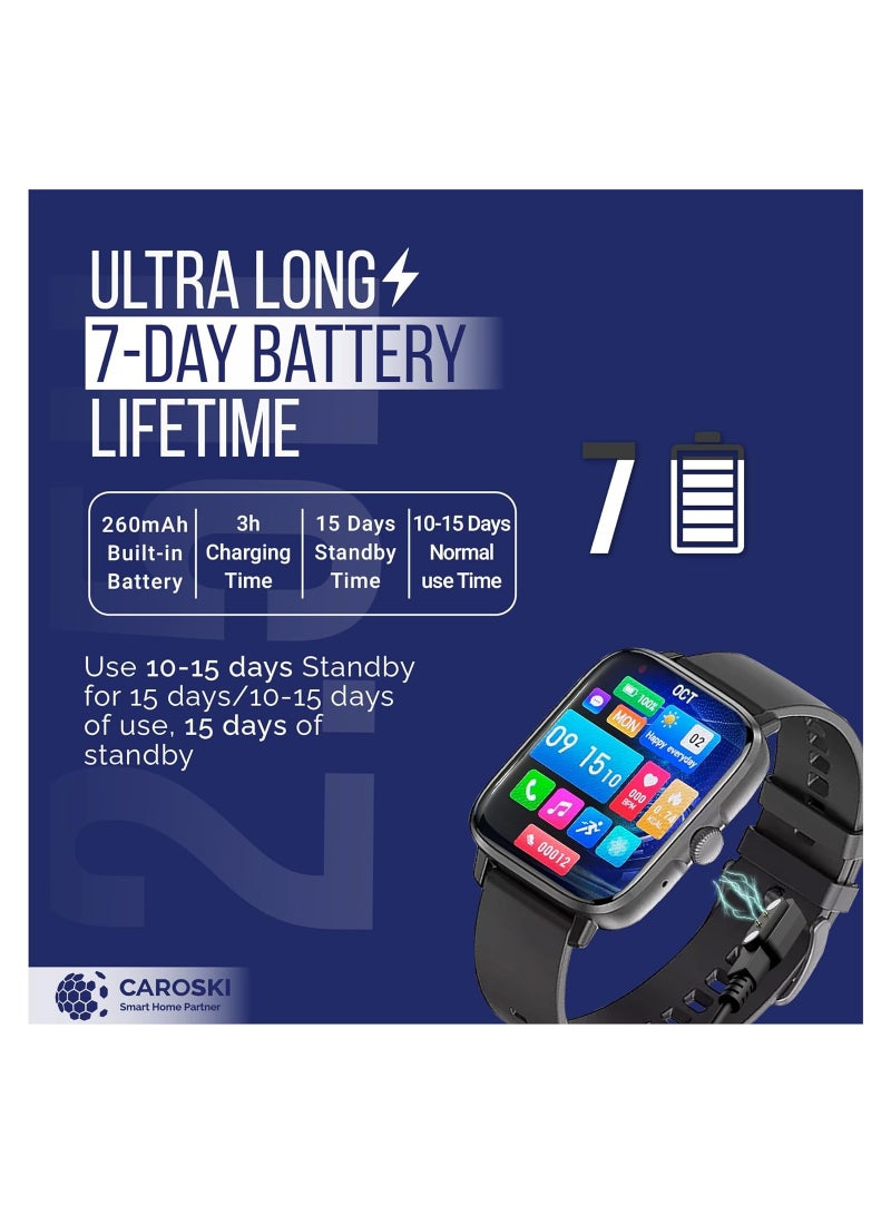 Smart Watch for Men - DT102 - Fitness Tracker Technology - Multiple sports modes - Dual Bluetooth 5.0 - Smart Watch to Monitor Blood Oxygen - Heart Rate - Smart Watch for Men