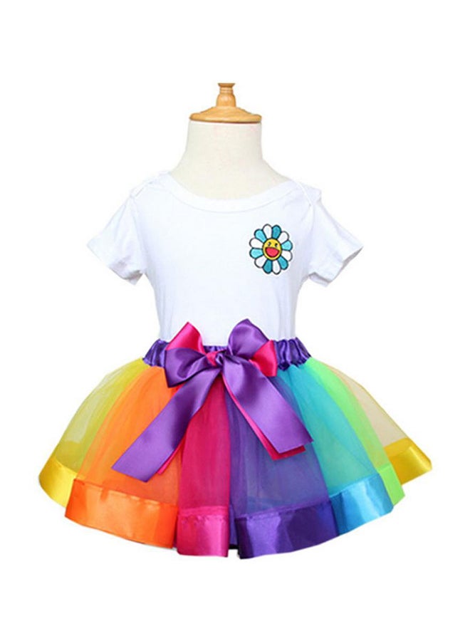 Casual Bow Decoration A-Line Skirt Multicolor