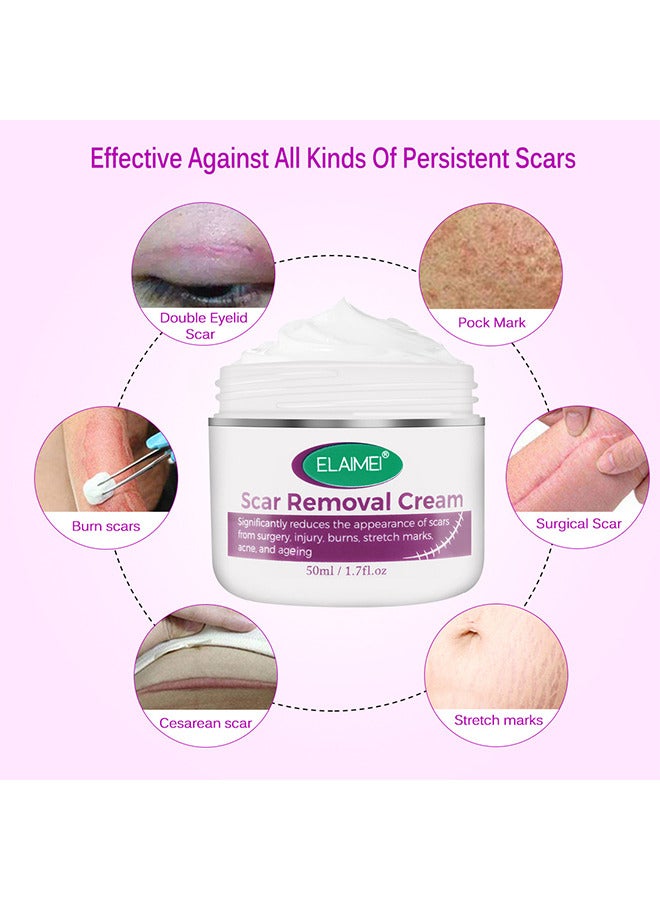 Scar Removal Cream, Advanced Scar Gel For Surgical And Acne Scars, Cuts, Burns, Helps With Old And New Scars, Natural Scar Treatment For Face And Body 50ML