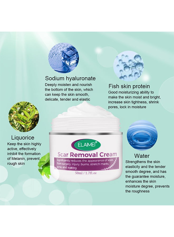 Scar Removal Cream, Advanced Scar Gel For Surgical And Acne Scars, Cuts, Burns, Helps With Old And New Scars, Natural Scar Treatment For Face And Body 50ML