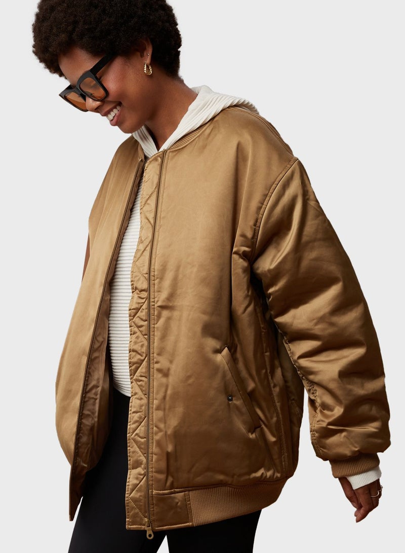 Pocket Detailed Satin Jacket