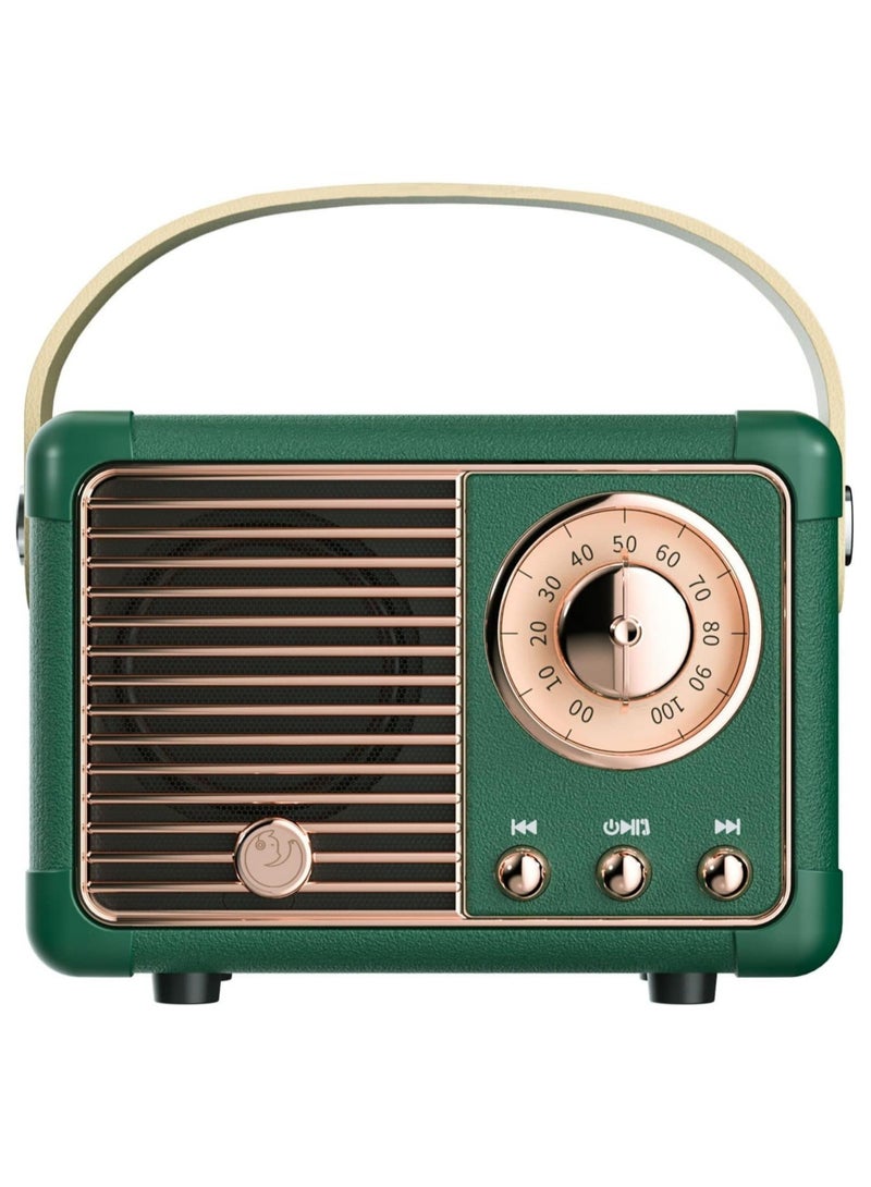 HM-11 Bluetooth Portable Radio, Retro Mini Speaker with Clear Stereo Sound, Rich Bass for iPhone, Android Devices and Tablets(Green)