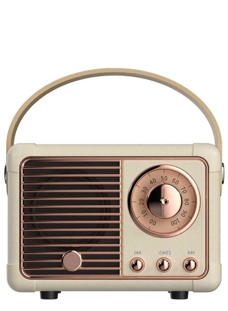 HM-11 Bluetooth Portable Radio, Retro Mini Speaker with Clear Stereo Sound, Rich Bass for iPhone, Android Devices and Tablets(Beige)