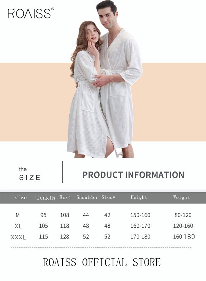 Women and Men Waffle Kimono Bathrobe Cotton Sleepwear Spa Robe Nightwear Nightgown Women Water Bathrobe Bridesmaid Robes Unisex Dressing Gown Autumn Robe