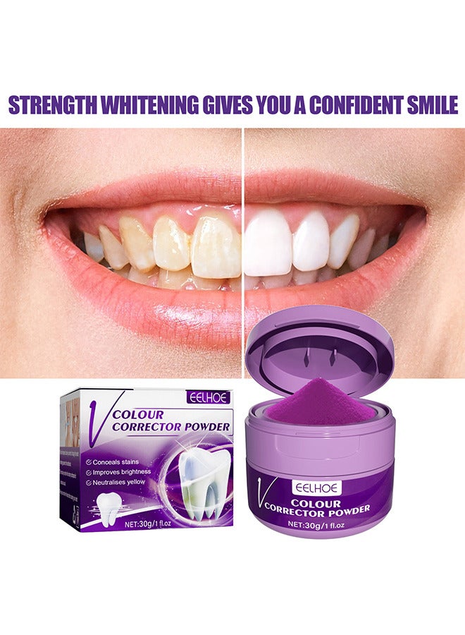 Purple Corrector Powder For Teeth Whitening, Teeth Whitening Kit, Teeth Color Corrector Toothpaste, Tooth Stain Removal, Color Corrector Purple Tooth Powder, Teeth Whitener