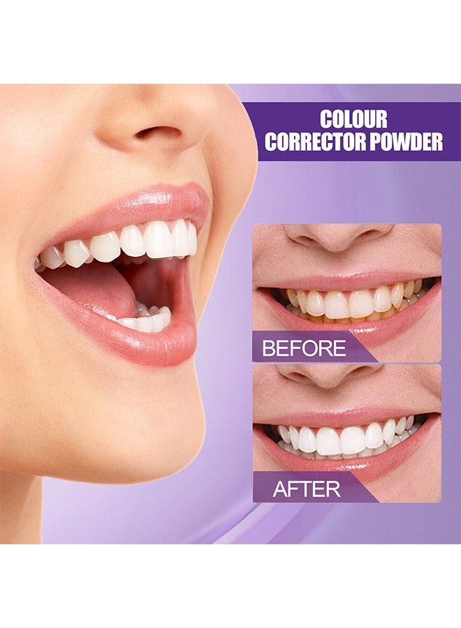 Purple Corrector Powder For Teeth Whitening, Teeth Whitening Kit, Teeth Color Corrector Toothpaste, Tooth Stain Removal, Color Corrector Purple Tooth Powder, Teeth Whitener