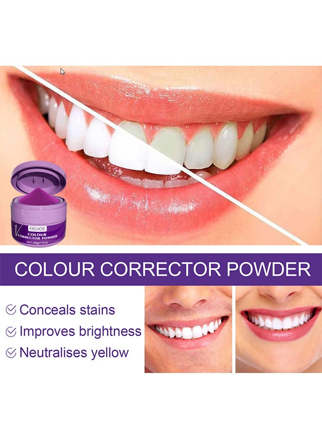 Purple Corrector Powder For Teeth Whitening, Teeth Whitening Kit, Teeth Color Corrector Toothpaste, Tooth Stain Removal, Color Corrector Purple Tooth Powder, Teeth Whitener