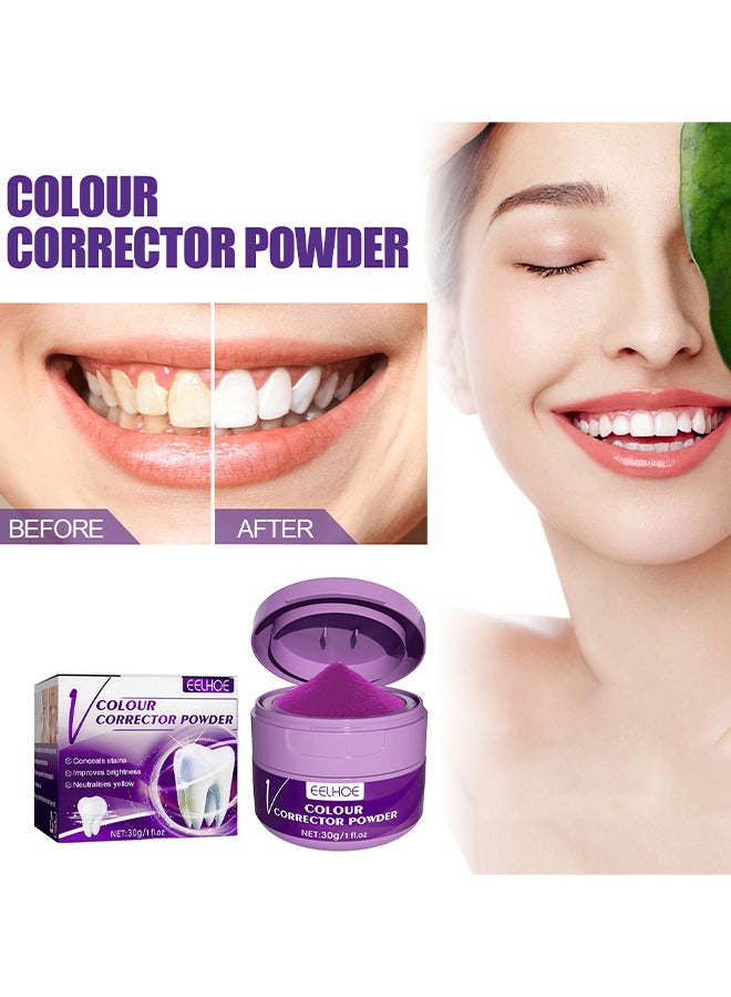 Purple Corrector Powder For Teeth Whitening, Teeth Whitening Kit, Teeth Color Corrector Toothpaste, Tooth Stain Removal, Color Corrector Purple Tooth Powder, Teeth Whitener