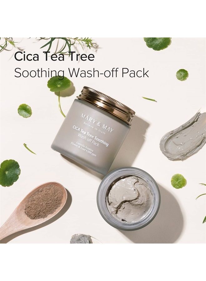 Vegan Cica Tea Tree Soothing Wash Off Mask 125g for Blackhead Care and Clean Pores