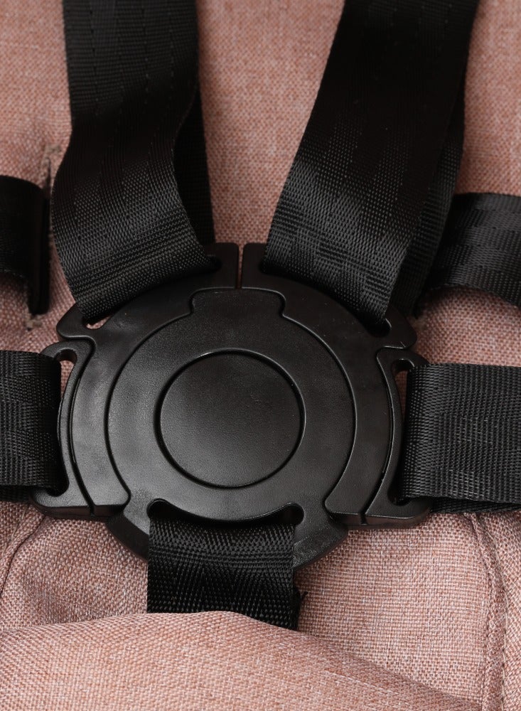 Hababy Y1K Baby Stroller, Lightweight Cabin Travel Stroller with Trolley Handle, 3 Recline Positions, 5-Point Safety Harness & Storage Basket – Light Khaki