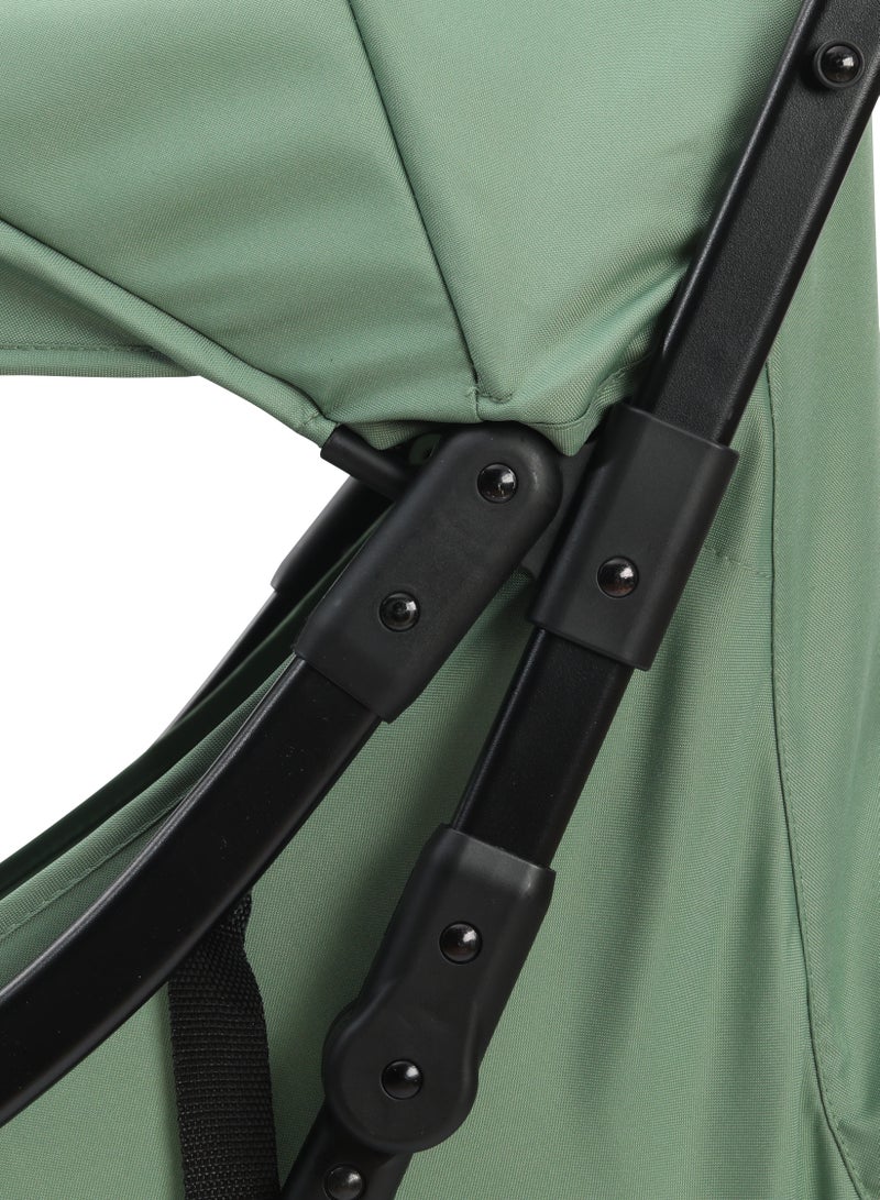 Hababy Y1T  Baby Stroller, Lightweight Cabin Travel Stroller with Trolley Handle, 3 Recline Positions, 5-Point Safety Harness & Storage Basket – Tiffany Green