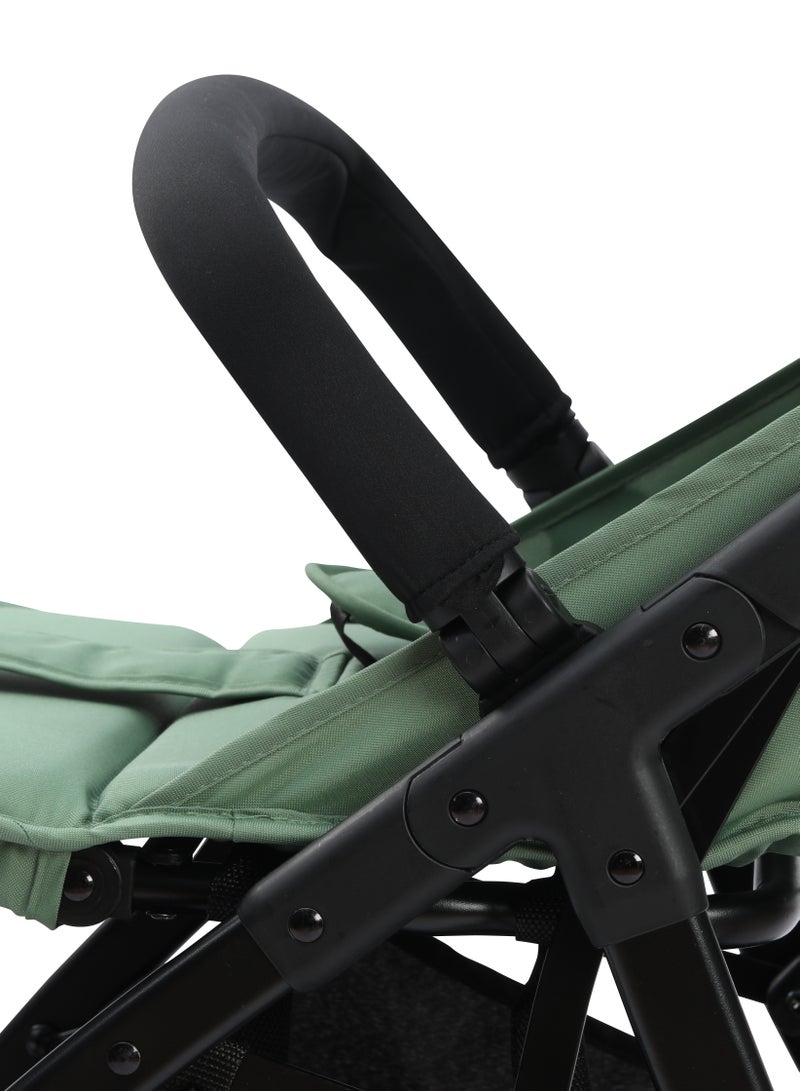 Hababy Y1T  Baby Stroller, Lightweight Cabin Travel Stroller with Trolley Handle, 3 Recline Positions, 5-Point Safety Harness & Storage Basket – Tiffany Green