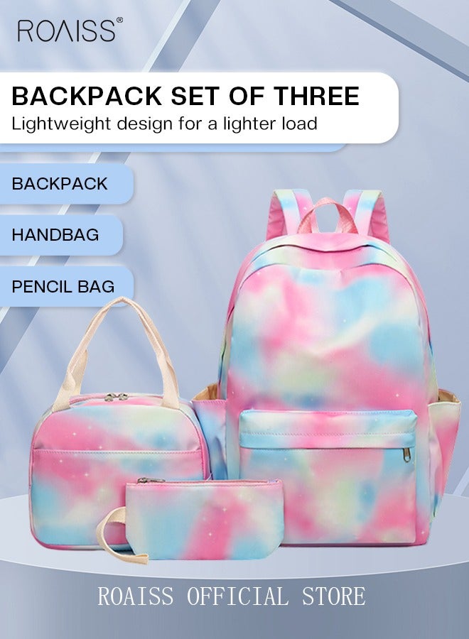 3-Piece Set New School Bag Elementary School/Junior High School/High School/Student Bag College Student Backpack Casual Cute Girl