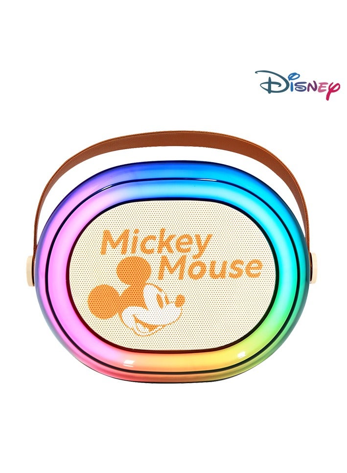 Mickey Mouse Portable Mini Karaoke all-in-one Machine Bluetooth Speaker with KTV level sound effect system with 2 Wireless Microphones RGB LED Lights Birthday Gifts Karaoke Microphone for Party