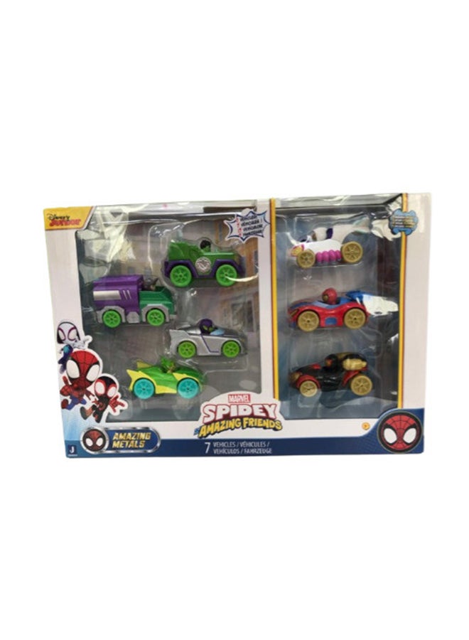 Spidey N Friends Amazing Metals 8-in-1 MultiPack | Spiderman| Diecast Car | Metal Cars | For Kids and Collectors