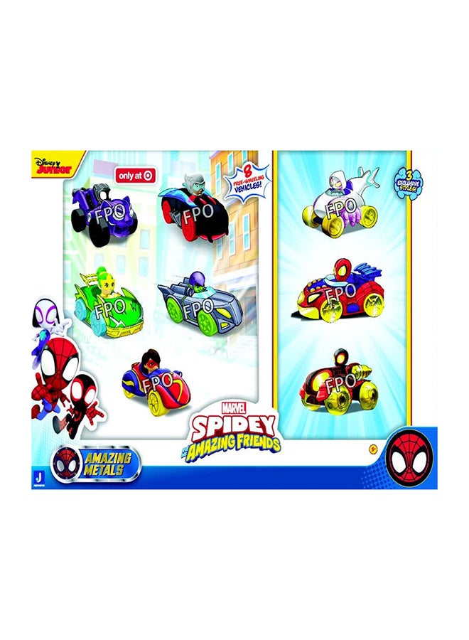 Spidey N Friends Amazing Metals 8-in-1 MultiPack | Spiderman| Diecast Car | Metal Cars | For Kids and Collectors