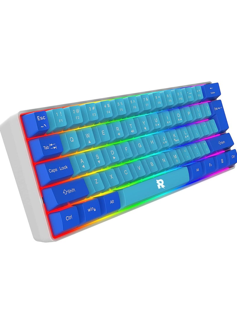 60% Wired Gaming Keyboard RGB Ultra-Compact Mini Keyboard Waterproof Mechanical Feeling Small Keyboard for PC/Mac Gamer Typist Travel, Easy to Carry on Business Trip